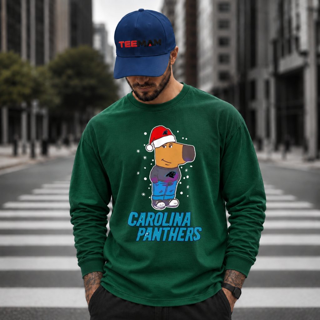 Carolina Panthers Chill Guy Santa Hat Christmas Long Sleeve Carolina Panthers Chill Guy Santa Hat Christmas Long Sleeve