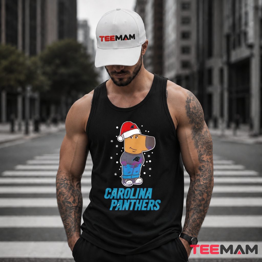 Carolina Panthers Chill Guy Santa Hat Christmas Tank Top Carolina Panthers Chill Guy Santa Hat Christmas Tank Top