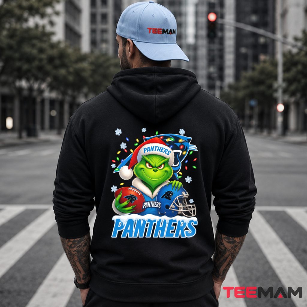 Carolina Panthers Cute Grinch Christmas Lights Hoodie Carolina Panthers Cute Grinch Christmas Lights Hoodie
