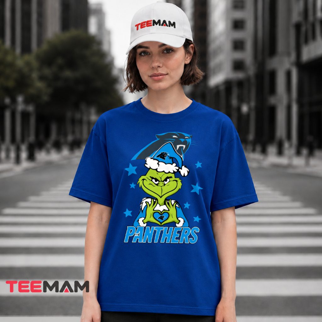 Carolina Panthers Grinch Christmas Heart T-Shirt