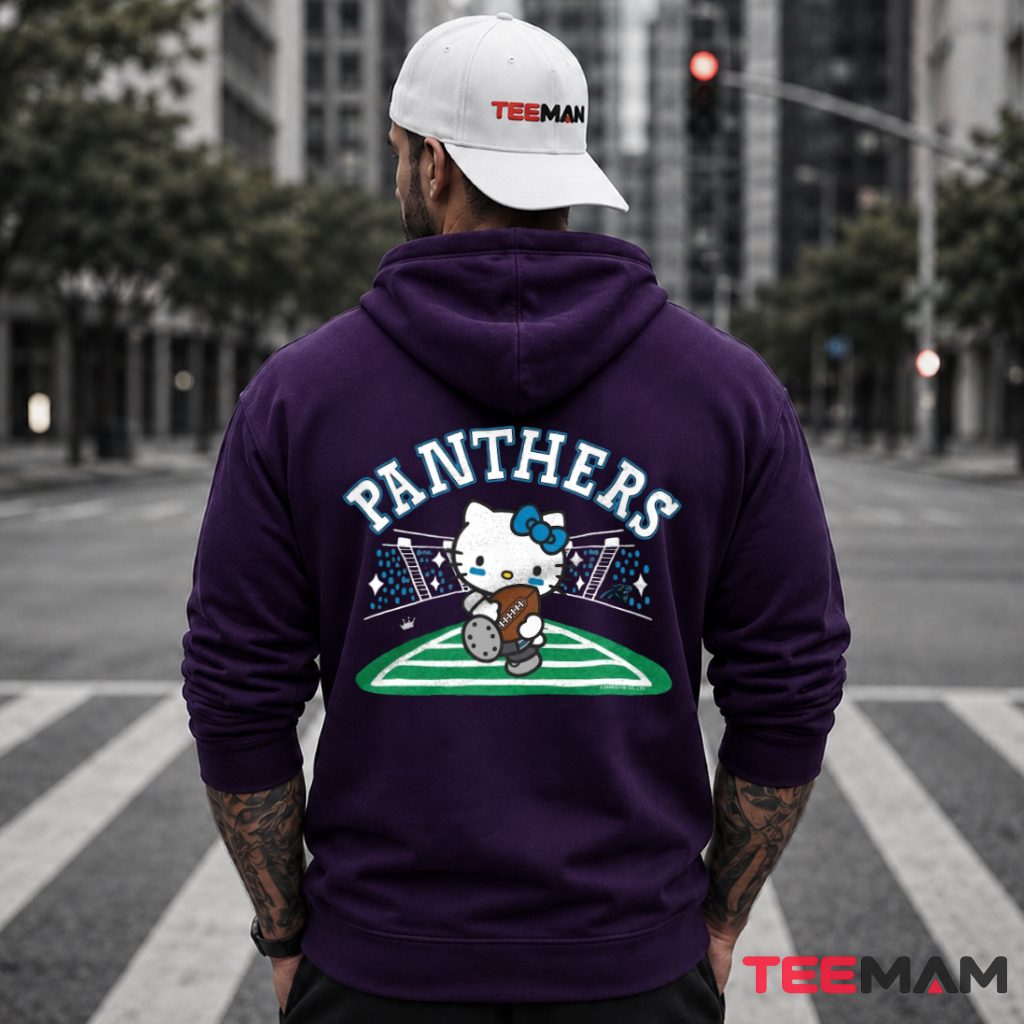 Carolina Panthers Hello Kitty Stadium Kicking Hoodie Carolina Panthers Hello Kitty Stadium Kicking Hoodie