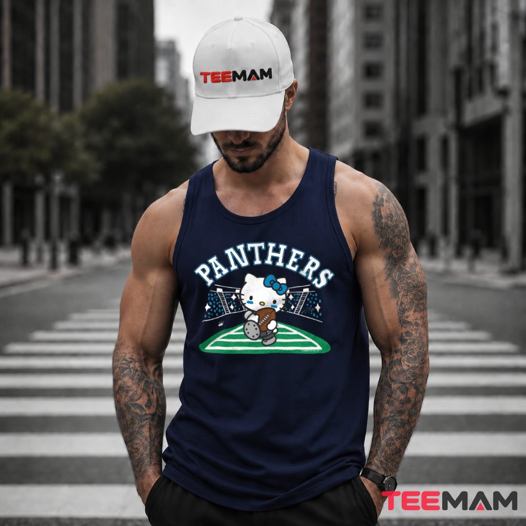 Carolina Panthers Hello Kitty Stadium Kicking Tank Top Carolina Panthers Hello Kitty Stadium Kicking Tank Top