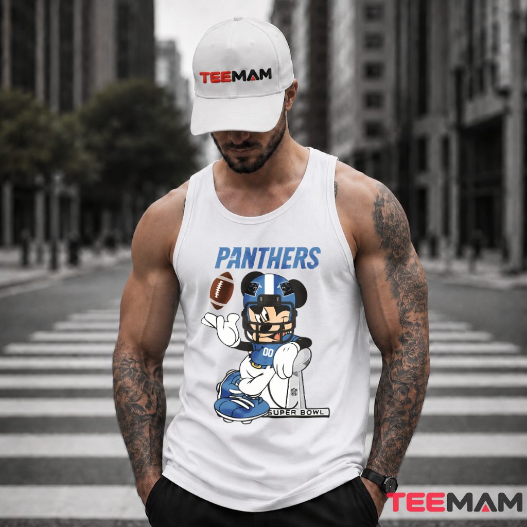 Carolina Panthers Mickey Mouse Super Bowl Trophy Tank Top Carolina Panthers Mickey Mouse Super Bowl Trophy Tank Top