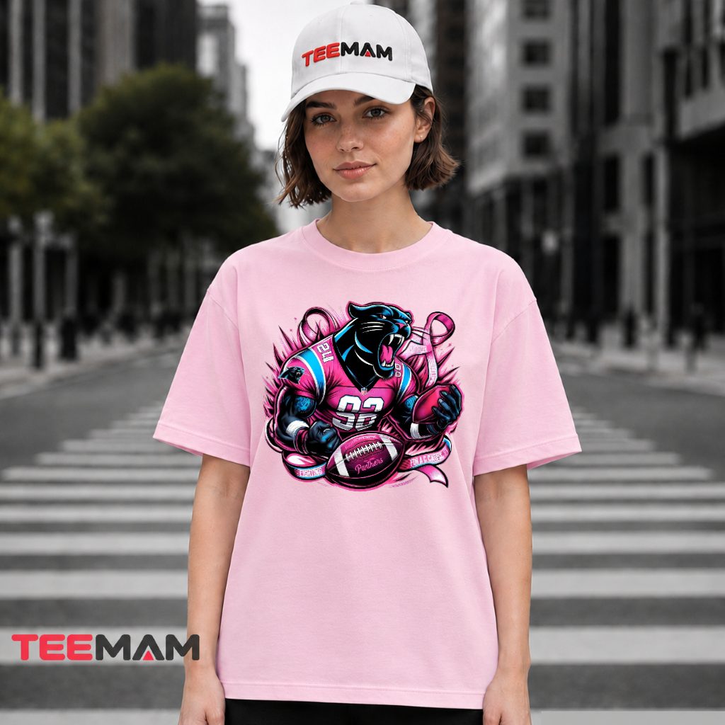 Carolina Panthers Pink Ribbon Breast Cancer Awareness T-Shirt