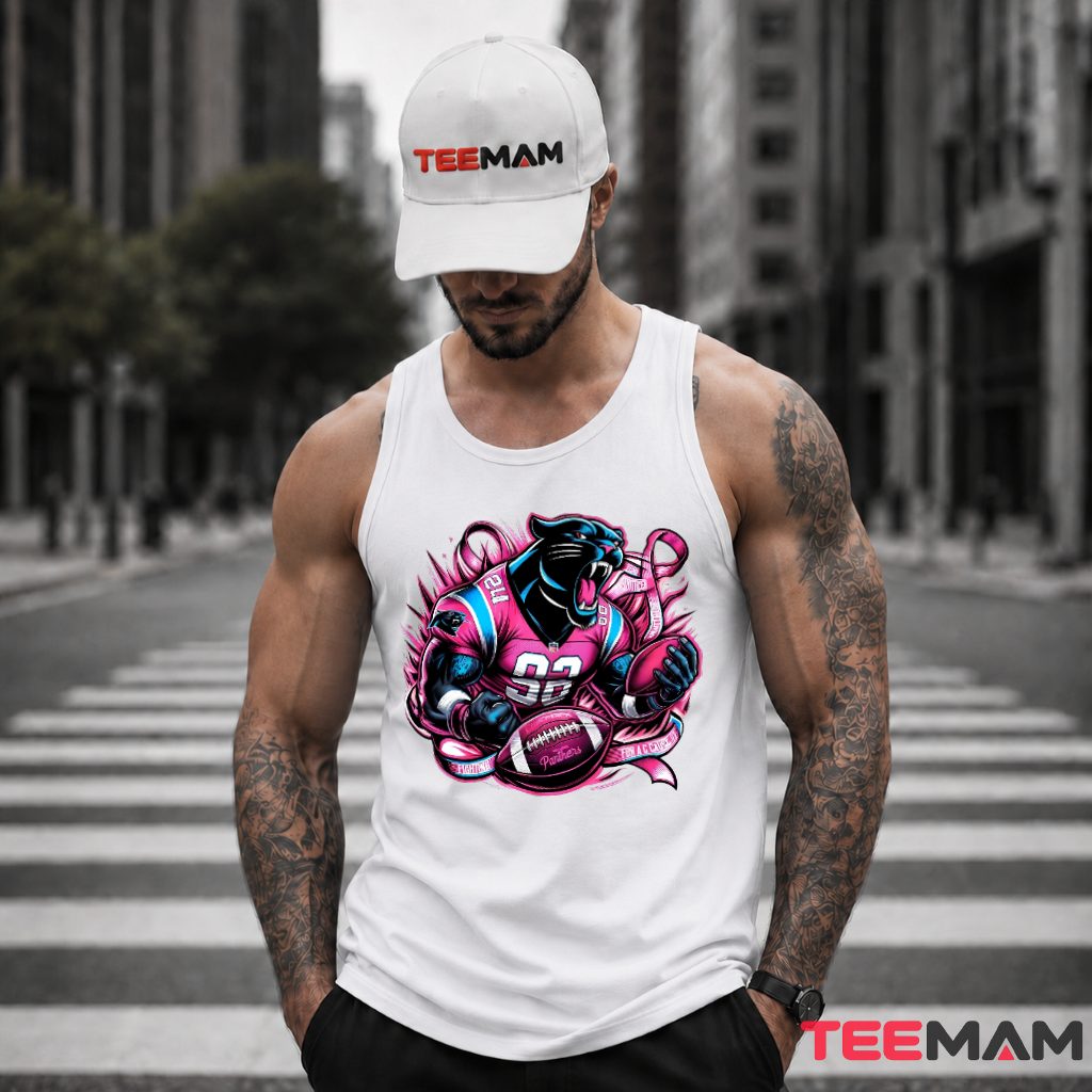 Carolina Panthers Pink Ribbon Breast Cancer Awareness Tank Top Carolina Panthers Pink Ribbon Breast Cancer Awareness Tank Top