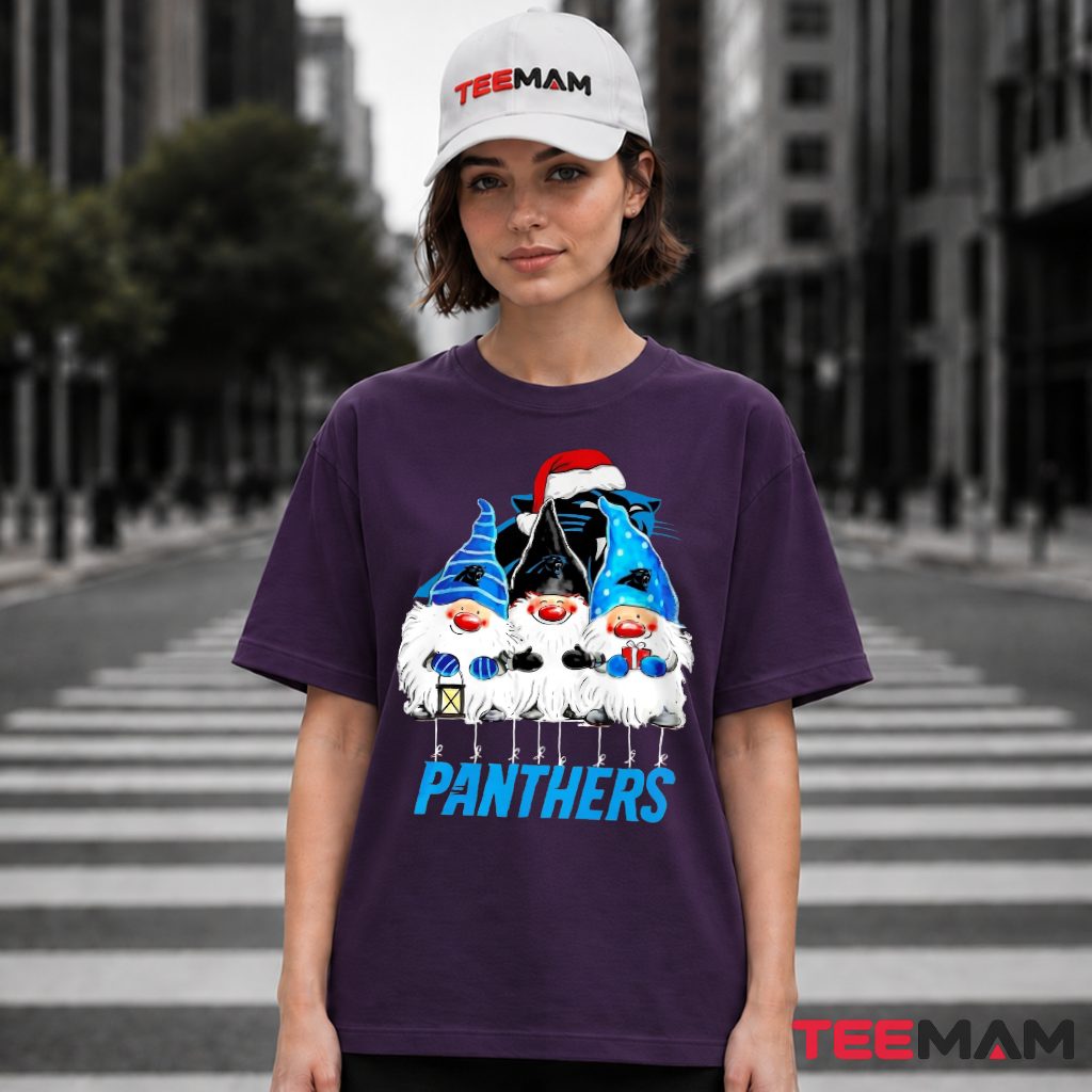 Carolina Panthers Santa Hat Gnomes Lantern Christmas T-Shirt