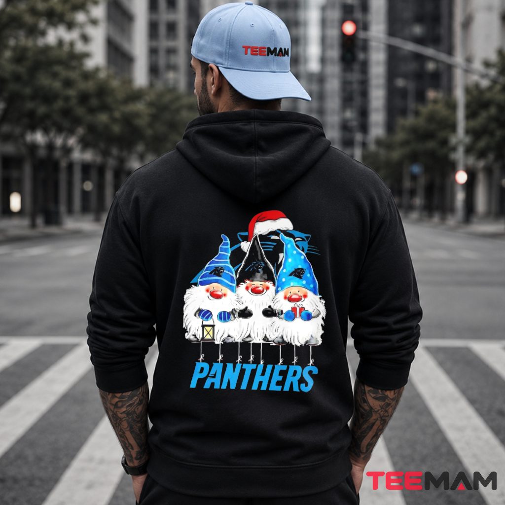 Carolina Panthers Santa Hat Gnomes Lantern Christmas Hoodie Carolina Panthers Santa Hat Gnomes Lantern Christmas Hoodie