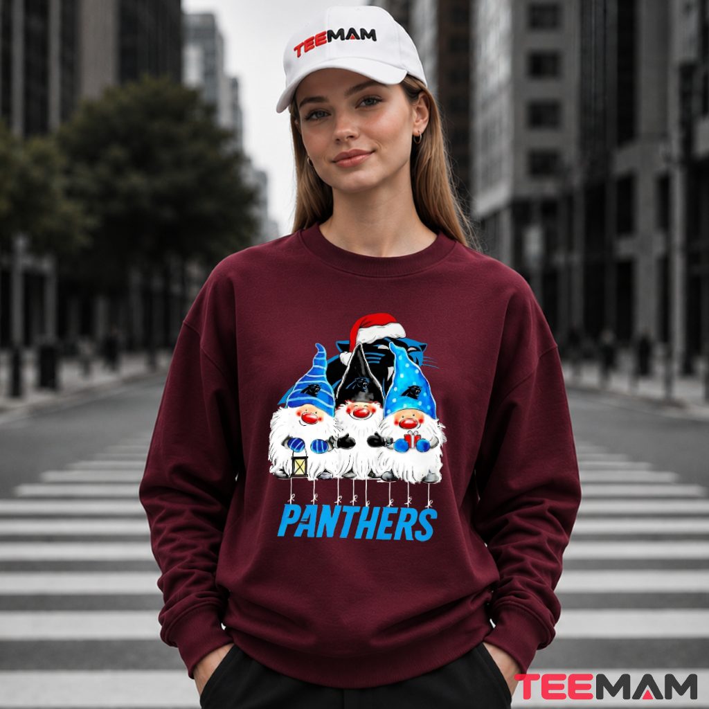 Carolina Panthers Santa Hat Gnomes Lantern Christmas Long Sleeve Carolina Panthers Santa Hat Gnomes Lantern Christmas Long Sleeve