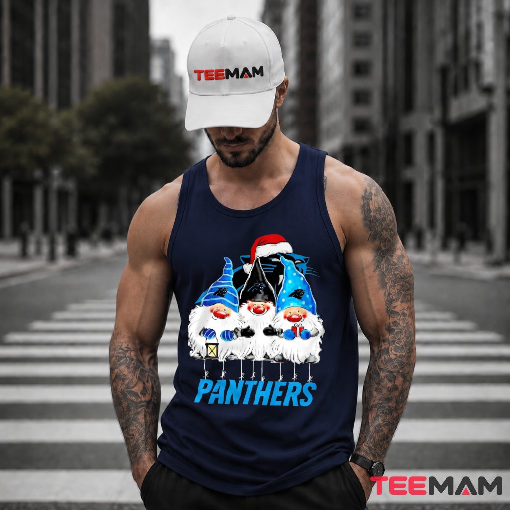 Carolina Panthers Santa Hat Gnomes Lantern Christmas Tank Top Carolina Panthers Santa Hat Gnomes Lantern Christmas Tank Top