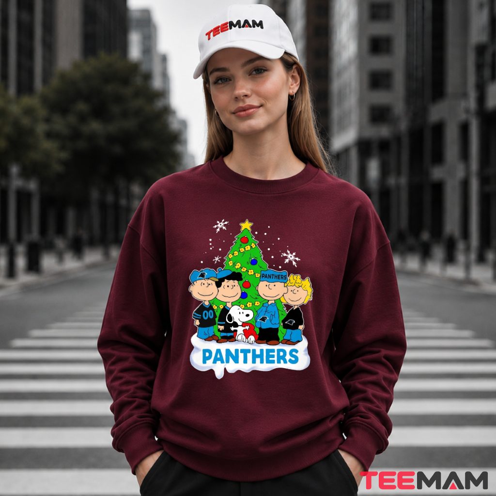 Carolina Panthers Snoopy Peanuts Christmas Tree Long Sleeve Carolina Panthers Snoopy Peanuts Christmas Tree Long Sleeve