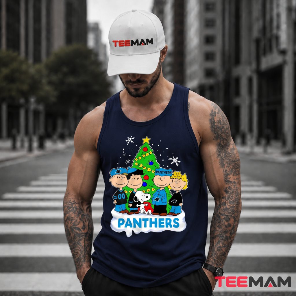 Carolina Panthers Snoopy Peanuts Christmas Tree Tank Top Carolina Panthers Snoopy Peanuts Christmas Tree Tank Top
