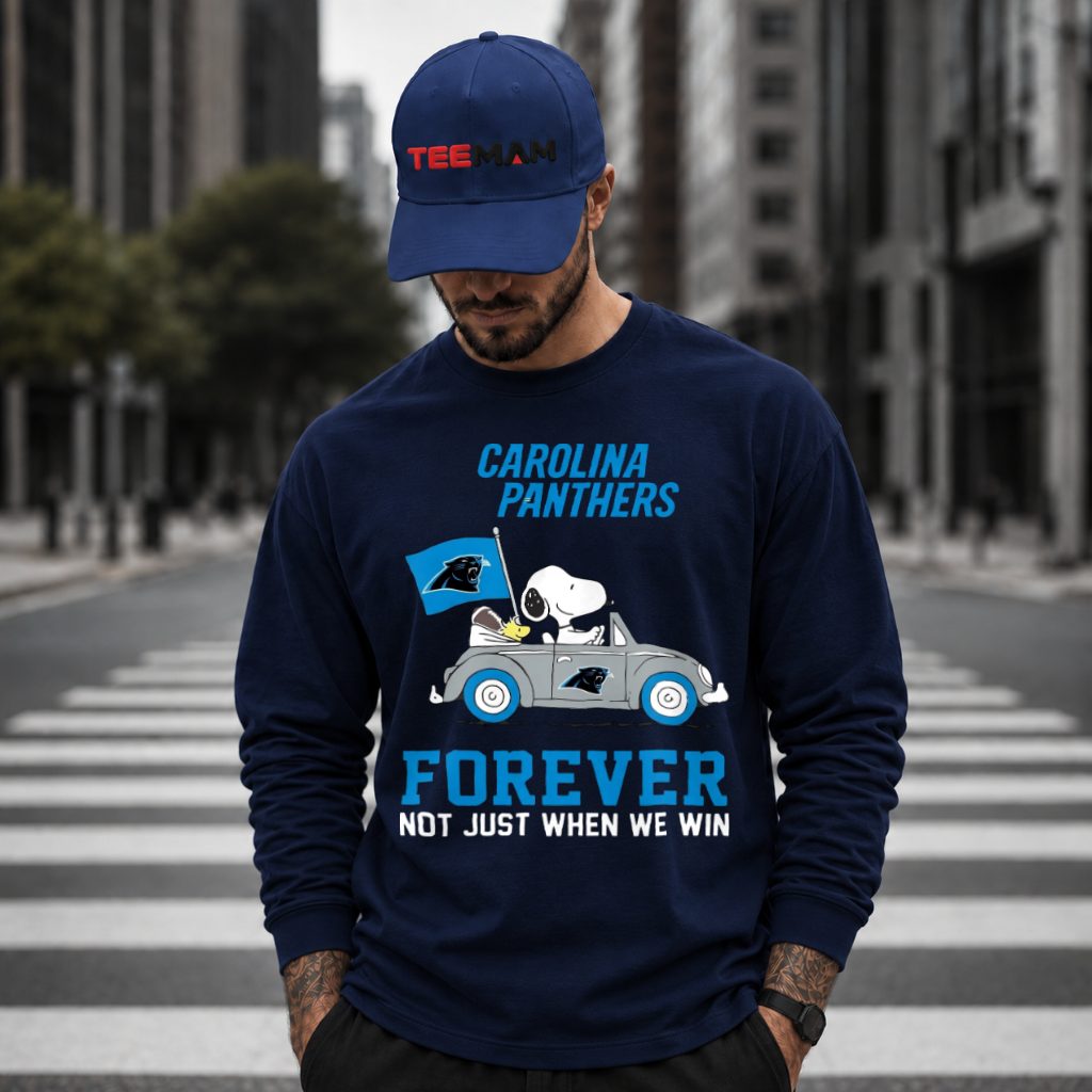Carolina Panthers Snoopy Woodstock Convertible Car Long Sleeve Carolina Panthers Snoopy Woodstock Convertible Car Long Sleeve