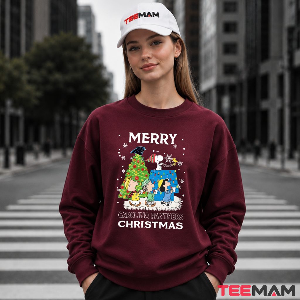 Carolina Panthers Snoopy Woodstock Doghouse Christmas Long Sleeve Carolina Panthers Snoopy Woodstock Doghouse Christmas Long Sleeve