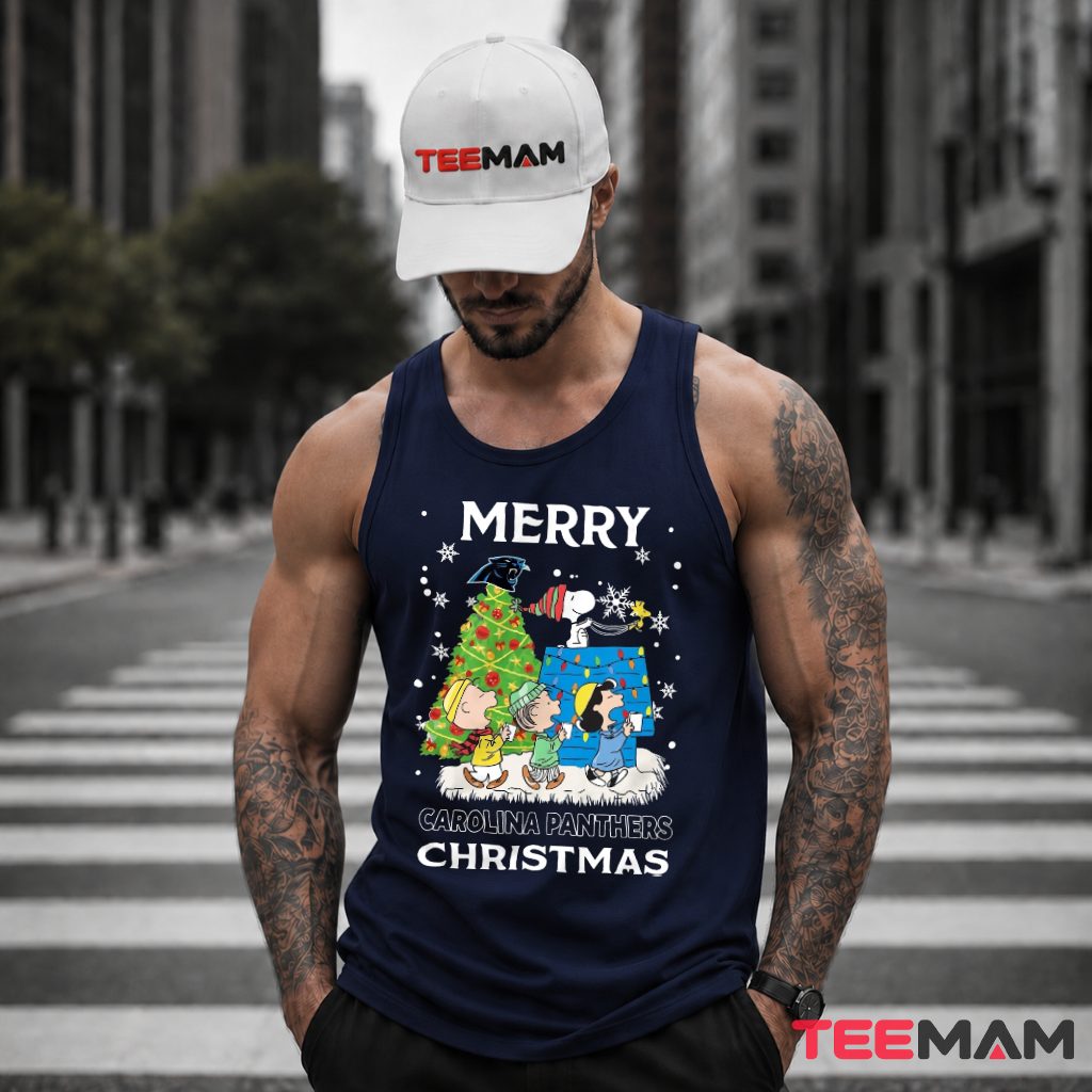 Carolina Panthers Snoopy Woodstock Doghouse Christmas Tank Top Carolina Panthers Snoopy Woodstock Doghouse Christmas Tank Top