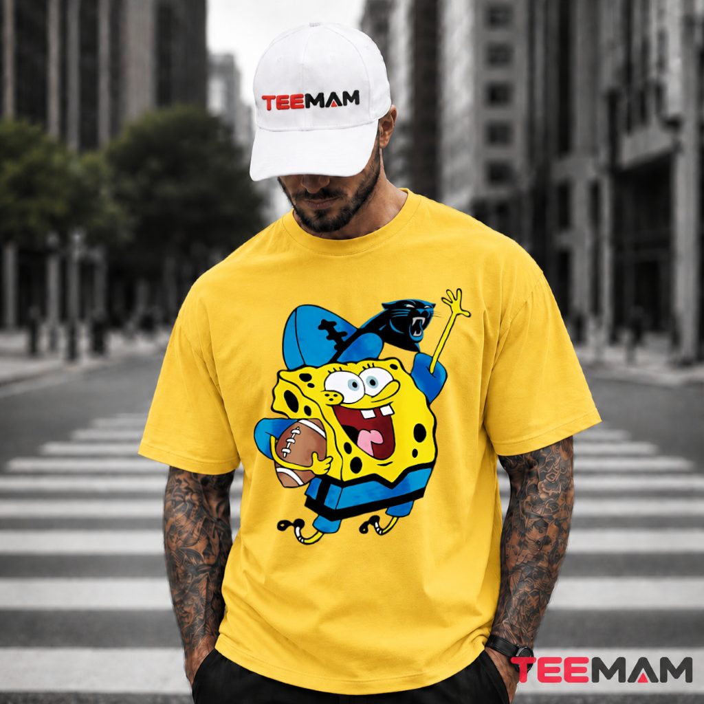 Carolina Panthers SpongeBob Football Logo T-Shirt