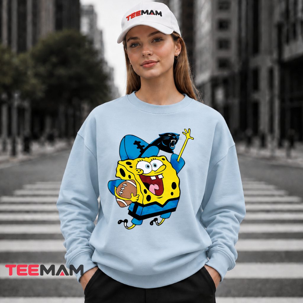 Carolina Panthers SpongeBob Football Logo Long Sleeve Carolina Panthers SpongeBob Football Logo Long Sleeve