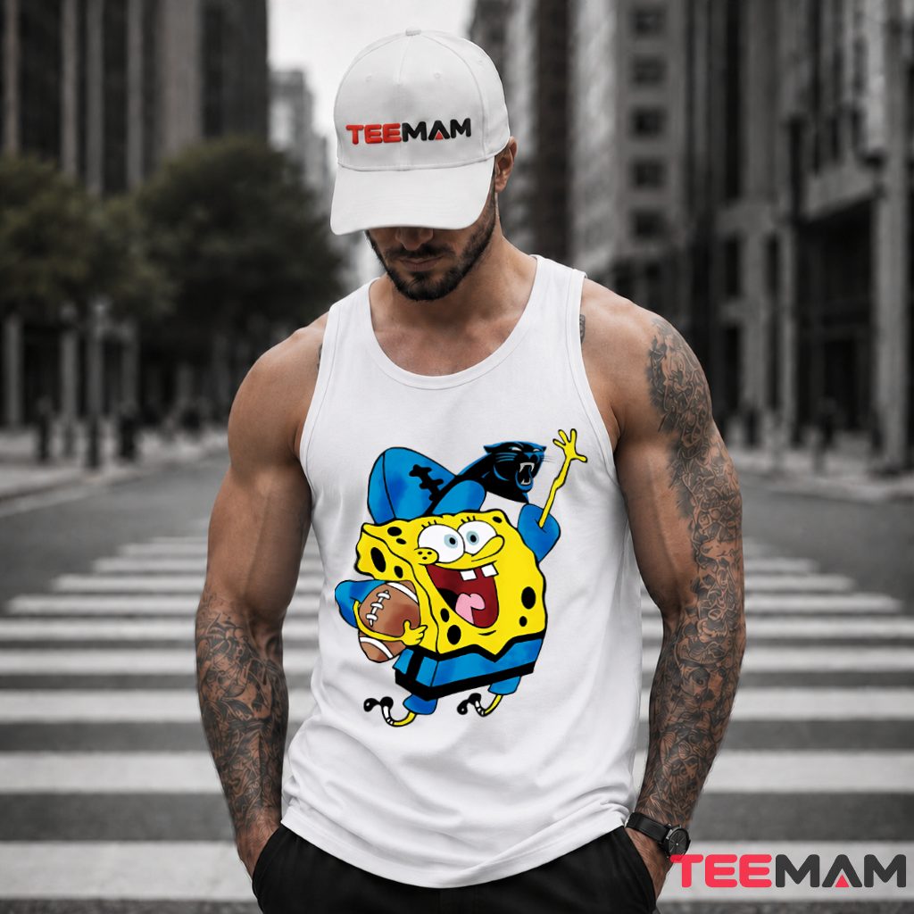 Carolina Panthers SpongeBob Football Logo Tank Top Carolina Panthers SpongeBob Football Logo Tank Top