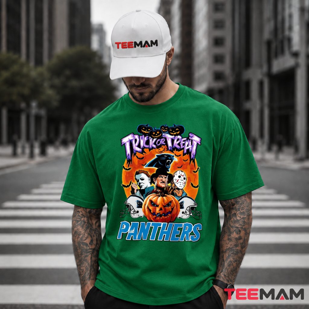 Carolina Panthers Trick Or Treat Horror Pumpkin Halloween T-Shirt
