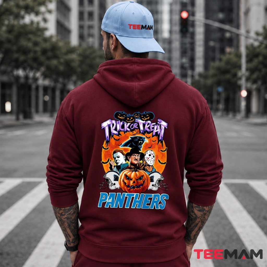 Carolina Panthers Trick Or Treat Horror Pumpkin Halloween Hoodie Carolina Panthers Trick Or Treat Horror Pumpkin Halloween Hoodie