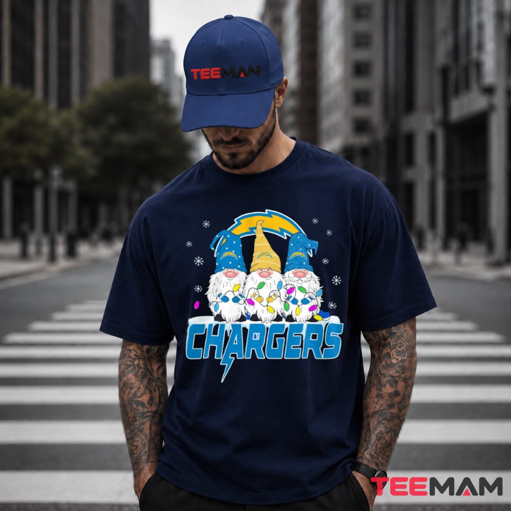 Cute Los Angeles Chargers Gnomes Christmas Lights T-Shirt