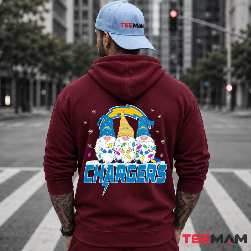 Cute Los Angeles Chargers Gnomes Christmas Lights Hoodie Cute Los Angeles Chargers Gnomes Christmas Lights Hoodie