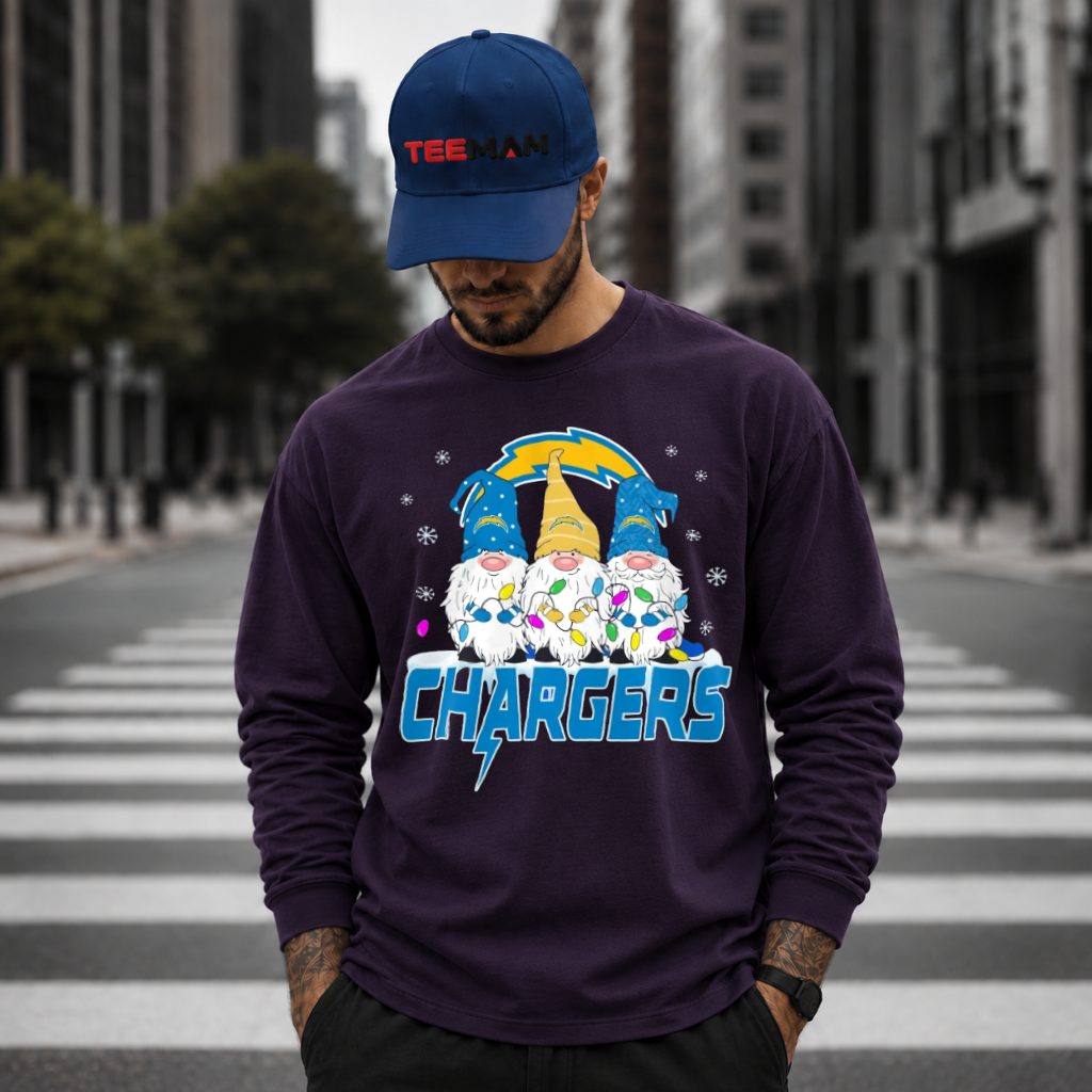 Cute Los Angeles Chargers Gnomes Christmas Lights Long Sleeve Cute Los Angeles Chargers Gnomes Christmas Lights Long Sleeve