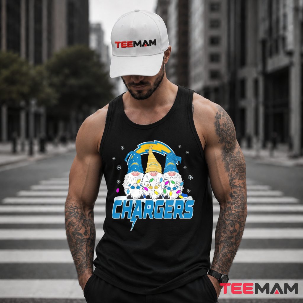 Cute Los Angeles Chargers Gnomes Christmas Lights Tank Top Cute Los Angeles Chargers Gnomes Christmas Lights Tank Top