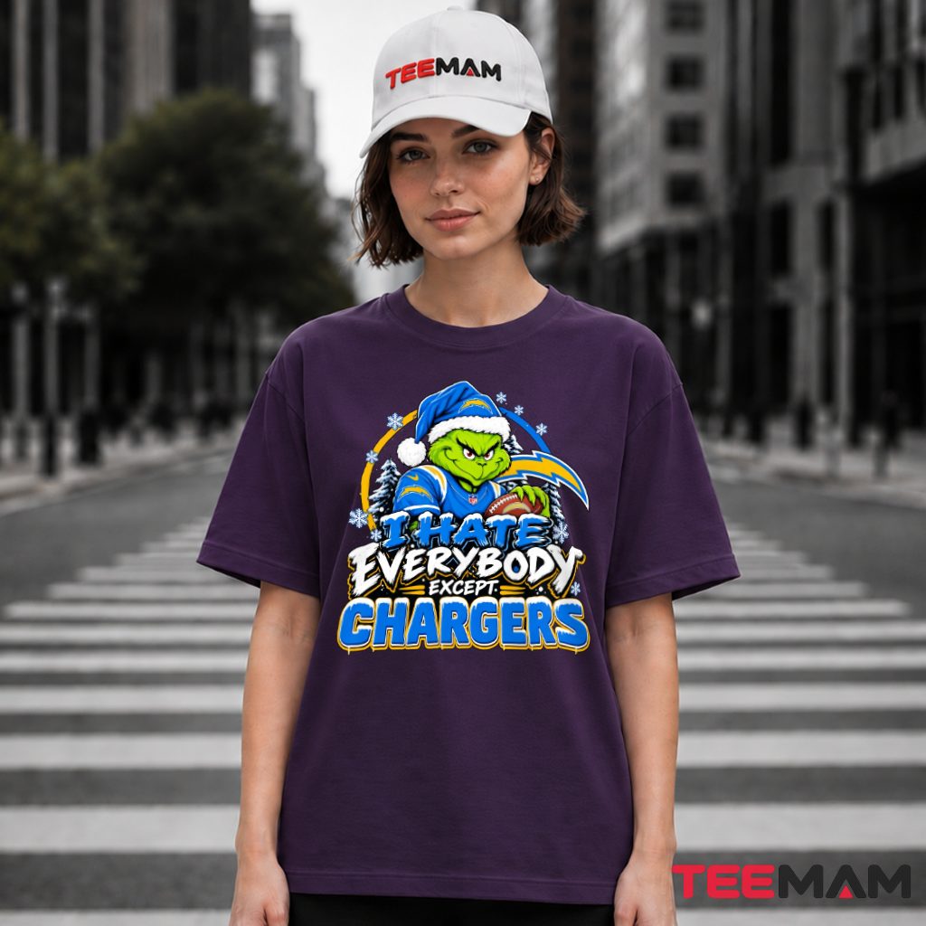 Funny Los Angeles Chargers Grinch Football Winter T-Shirt