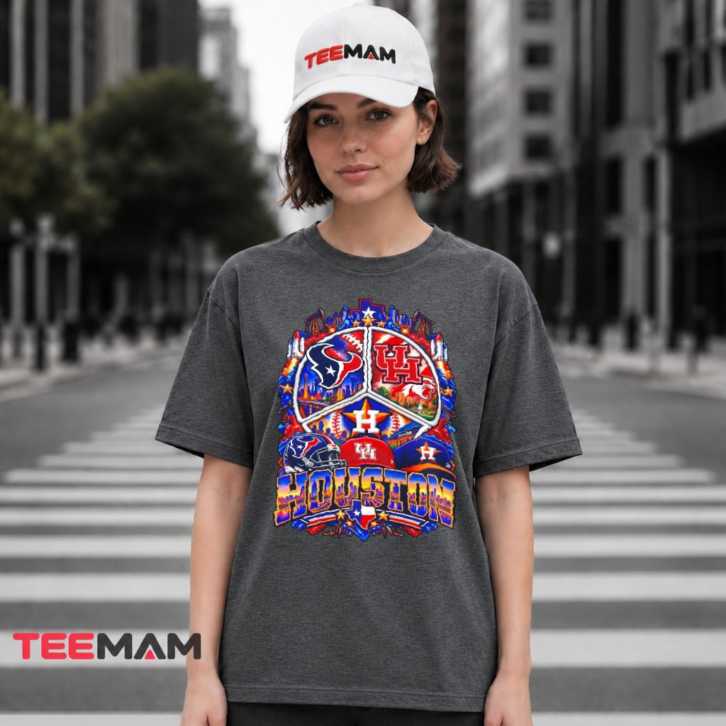 Houston Texans Astros Cougars Houston Skyline Sports T-Shirt