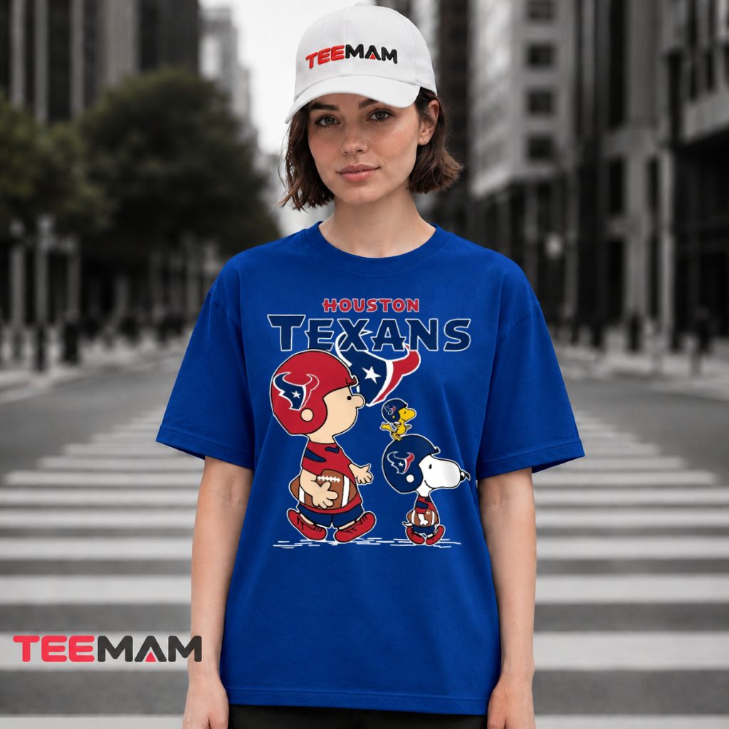 Houston Texans Charlie Brown Snoopy Woodstock Helmets T-Shirt