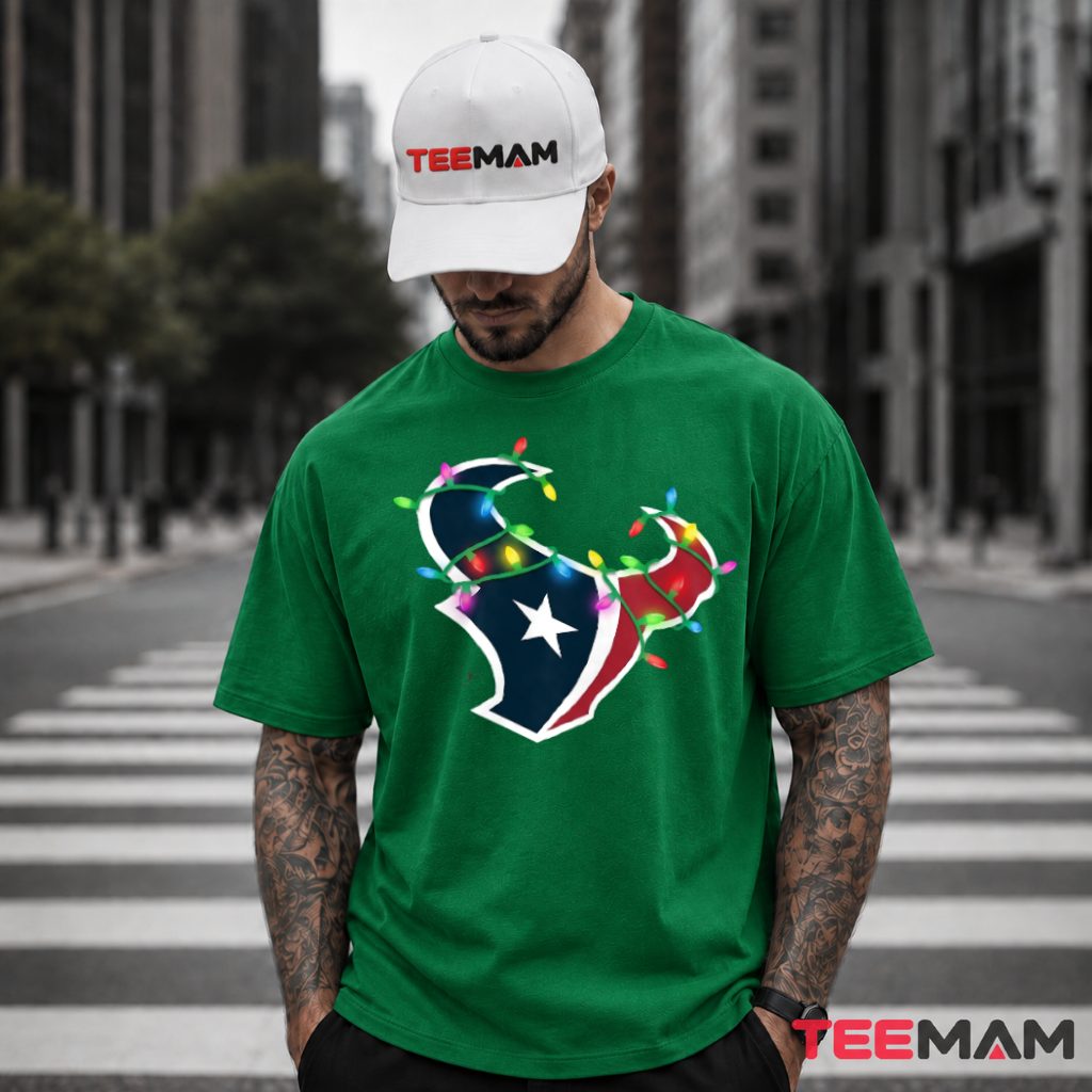 Houston Texans Christmas Lights Logo T-Shirt