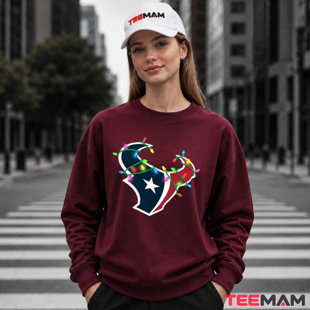Houston Texans Christmas Lights Logo Long Sleeve Houston Texans Christmas Lights Logo Long Sleeve