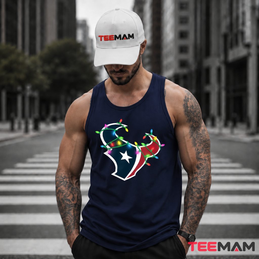 Houston Texans Christmas Lights Logo Tank Top Houston Texans Christmas Lights Logo Tank Top