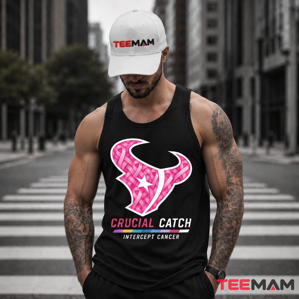 Houston Texans Crucial Catch Pink Bull Logo Tank Top Houston Texans Crucial Catch Pink Bull Logo Tank Top