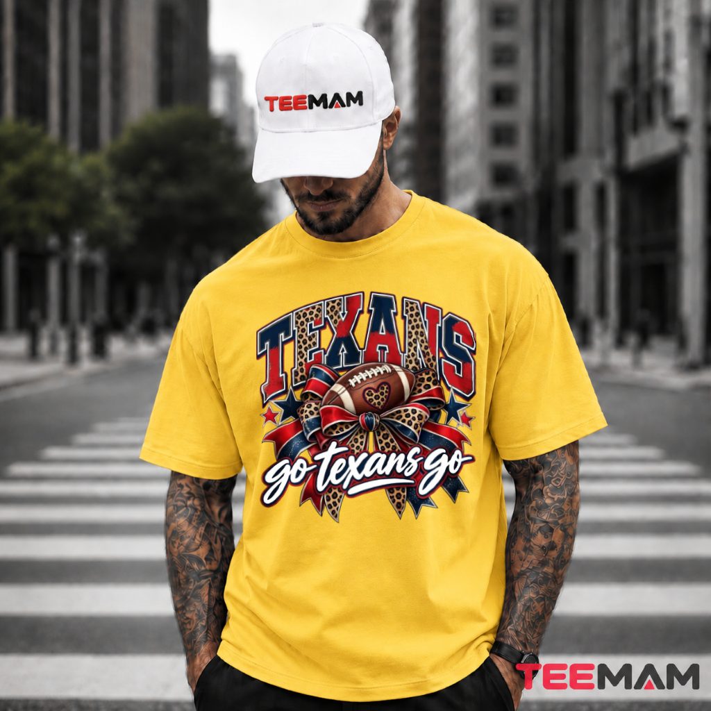 Houston Texans Go Texans Leopard Coquette Bow T-Shirt