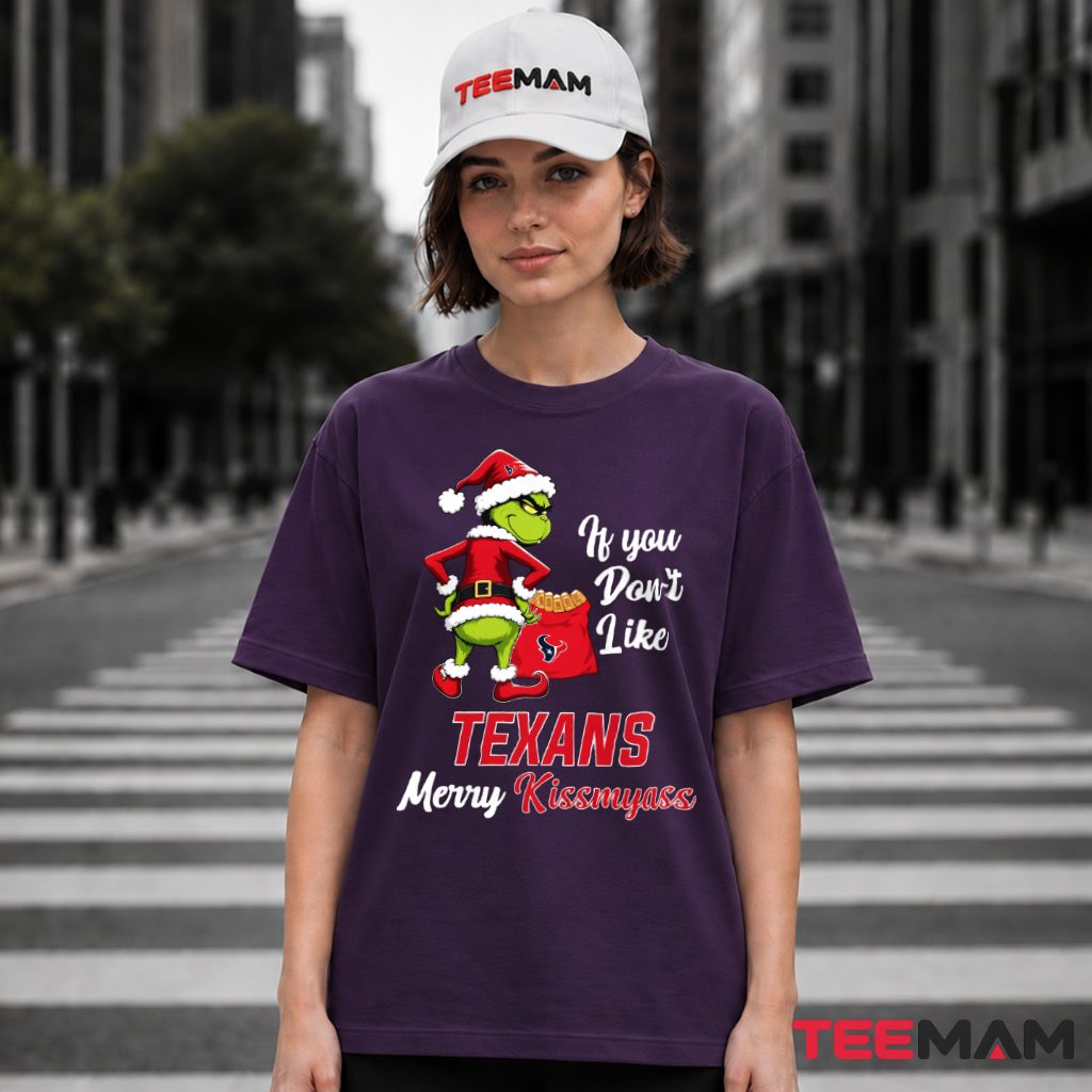 Houston Texans Grinch Santa Sack Funny T-Shirt