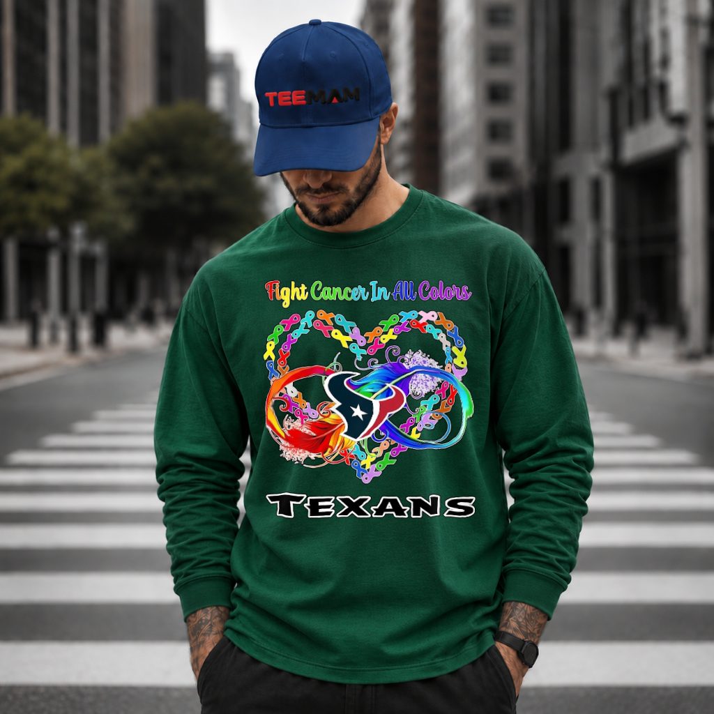 Houston Texans Rainbow Ribbons Infinity Heart Awareness Long Sleeve Houston Texans Rainbow Ribbons Infinity Heart Awareness Long Sleeve