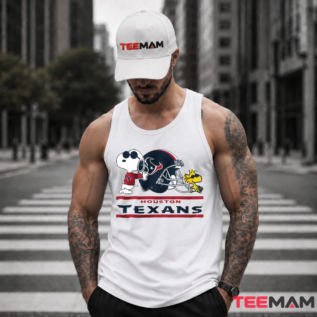 Houston Texans Snoopy Joe Cool Big Helmet Woodstock Tank Top Houston Texans Snoopy Joe Cool Big Helmet Woodstock Tank Top