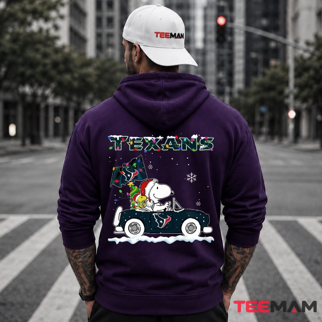Houston Texans Snoopy Snowy Christmas Car Drive Hoodie Houston Texans Snoopy Snowy Christmas Car Drive Hoodie