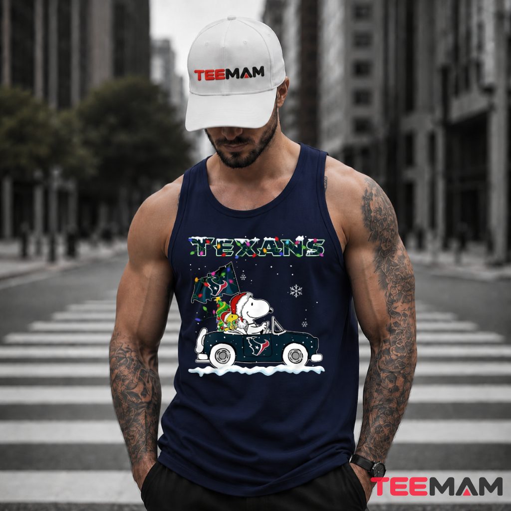 Houston Texans Snoopy Snowy Christmas Car Drive Tank Top Houston Texans Snoopy Snowy Christmas Car Drive Tank Top