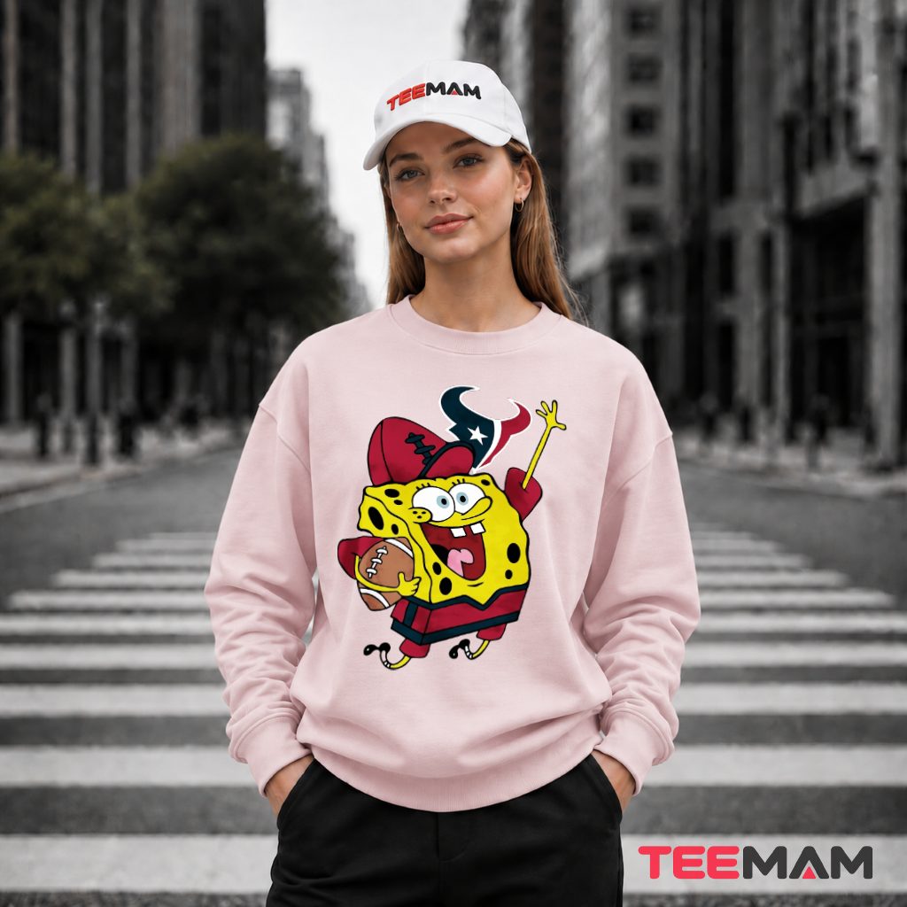 Houston Texans SpongeBob Football Fan Long Sleeve Houston Texans SpongeBob Football Fan Long Sleeve