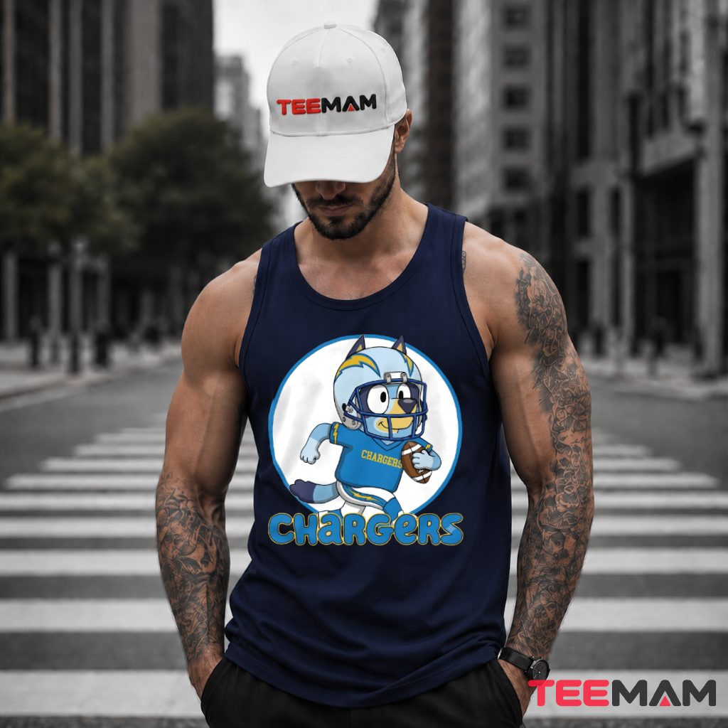 Los Angeles Chargers Bluey Football Tank Top Los Angeles Chargers Bluey Football Tank Top