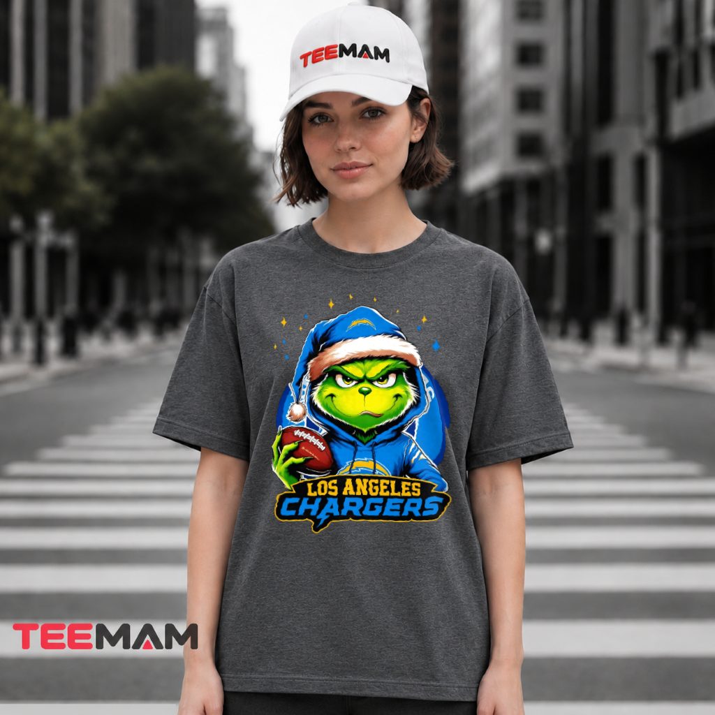 Los Angeles Chargers Grinch Blue Hoodie Nightcap T-Shirt