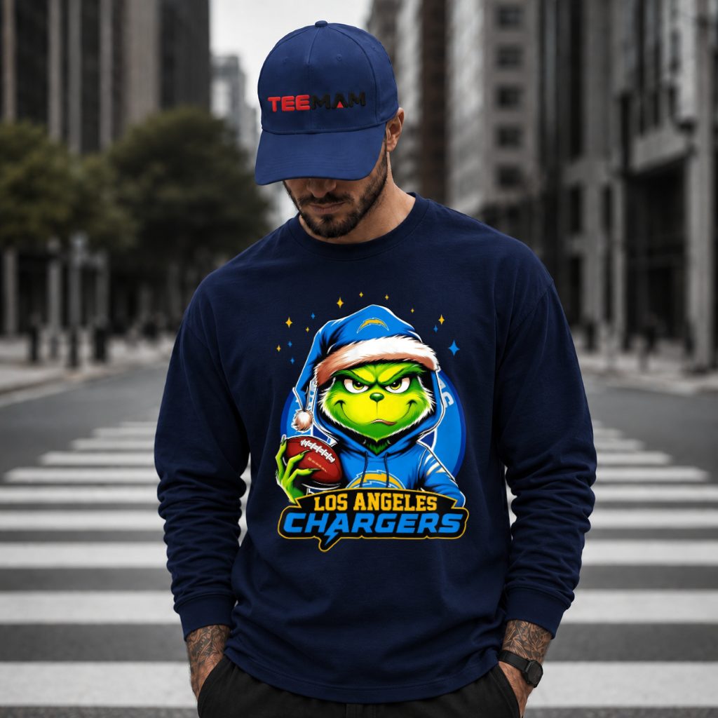 Los Angeles Chargers Grinch Blue Hoodie Nightcap Hoodie Los Angeles Chargers Grinch Blue Hoodie Nightcap Hoodie