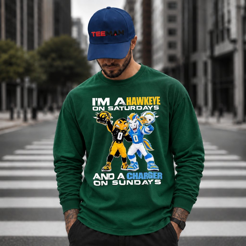 Los Angeles Chargers Iowa Hawkeyes Mascots Football Long Sleeve Los Angeles Chargers Iowa Hawkeyes Mascots Football Long Sleeve
