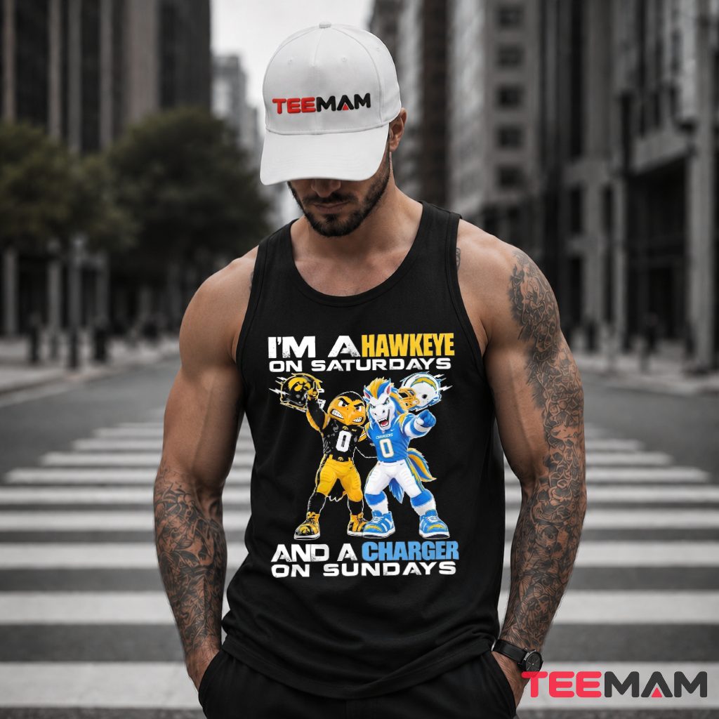 Los Angeles Chargers Iowa Hawkeyes Mascots Football Tank Top Los Angeles Chargers Iowa Hawkeyes Mascots Football Tank Top