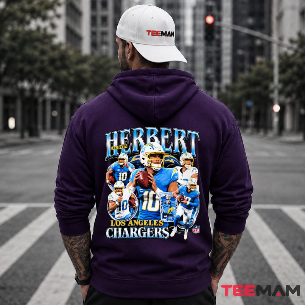 Los Angeles Chargers Justin Herbert Bootleg Hoodie Los Angeles Chargers Justin Herbert Bootleg Hoodie