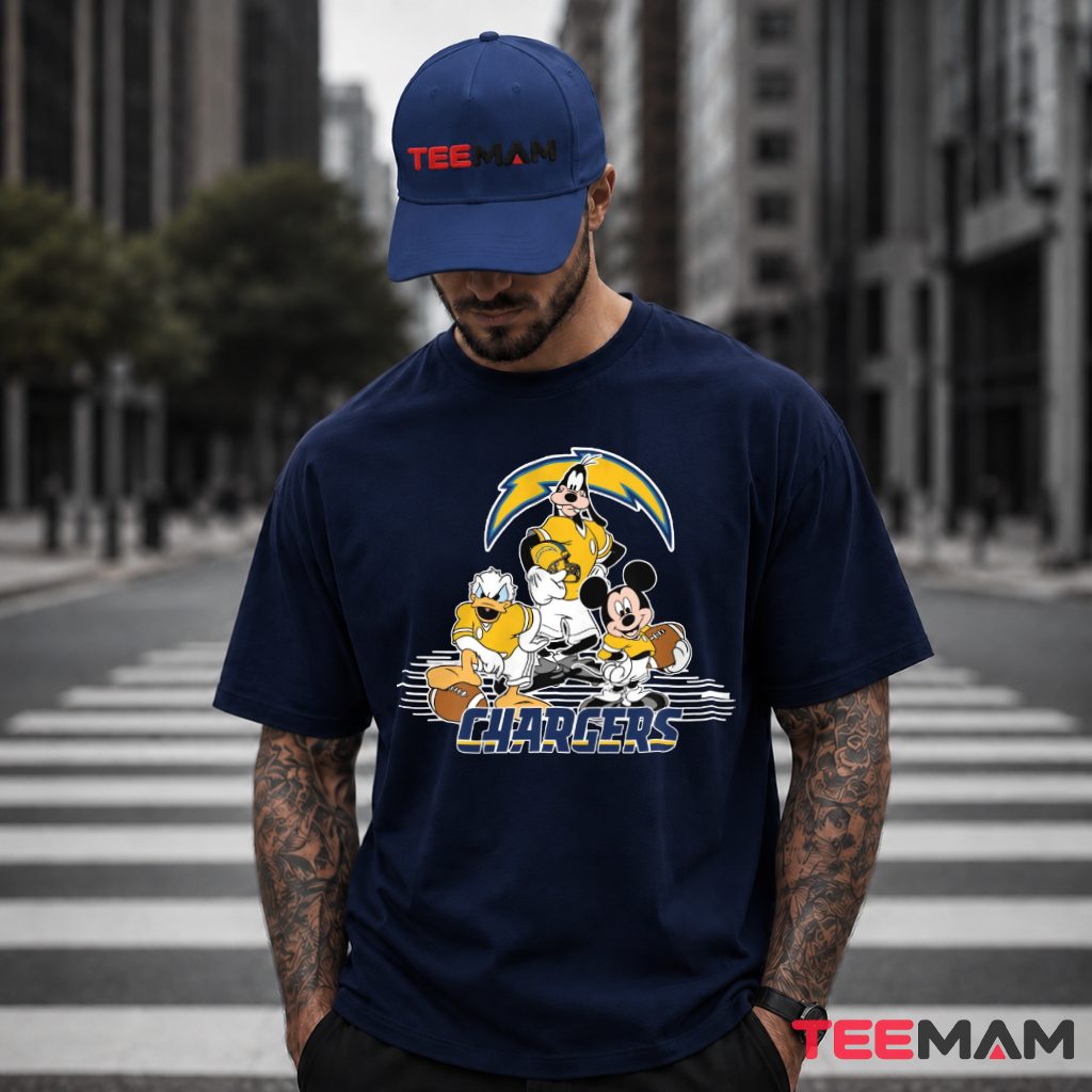 Los Angeles Chargers Mickey Donald Goofy Football T-Shirt