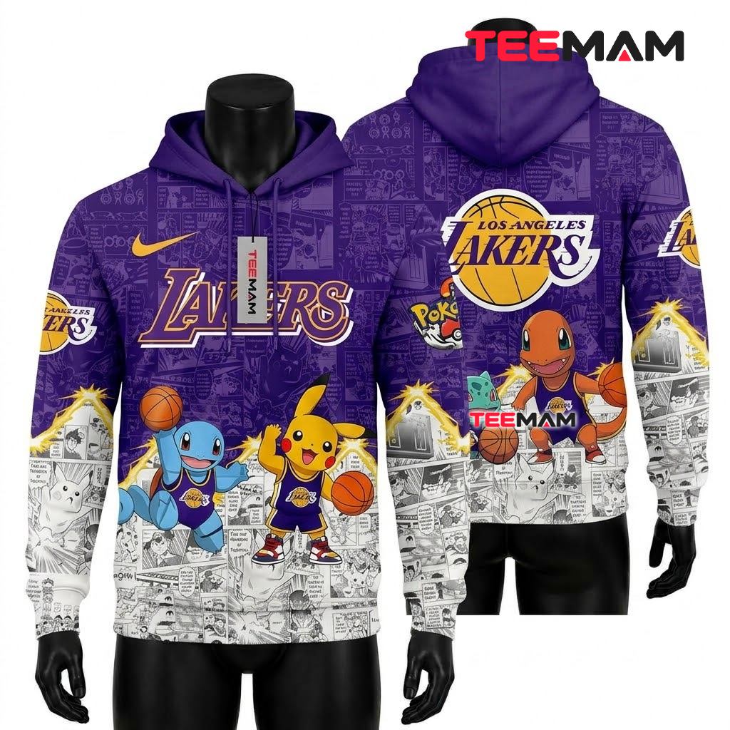 Los Angeles Lakers 3D Hoodie Pokemon Pikachu Basketball Purple