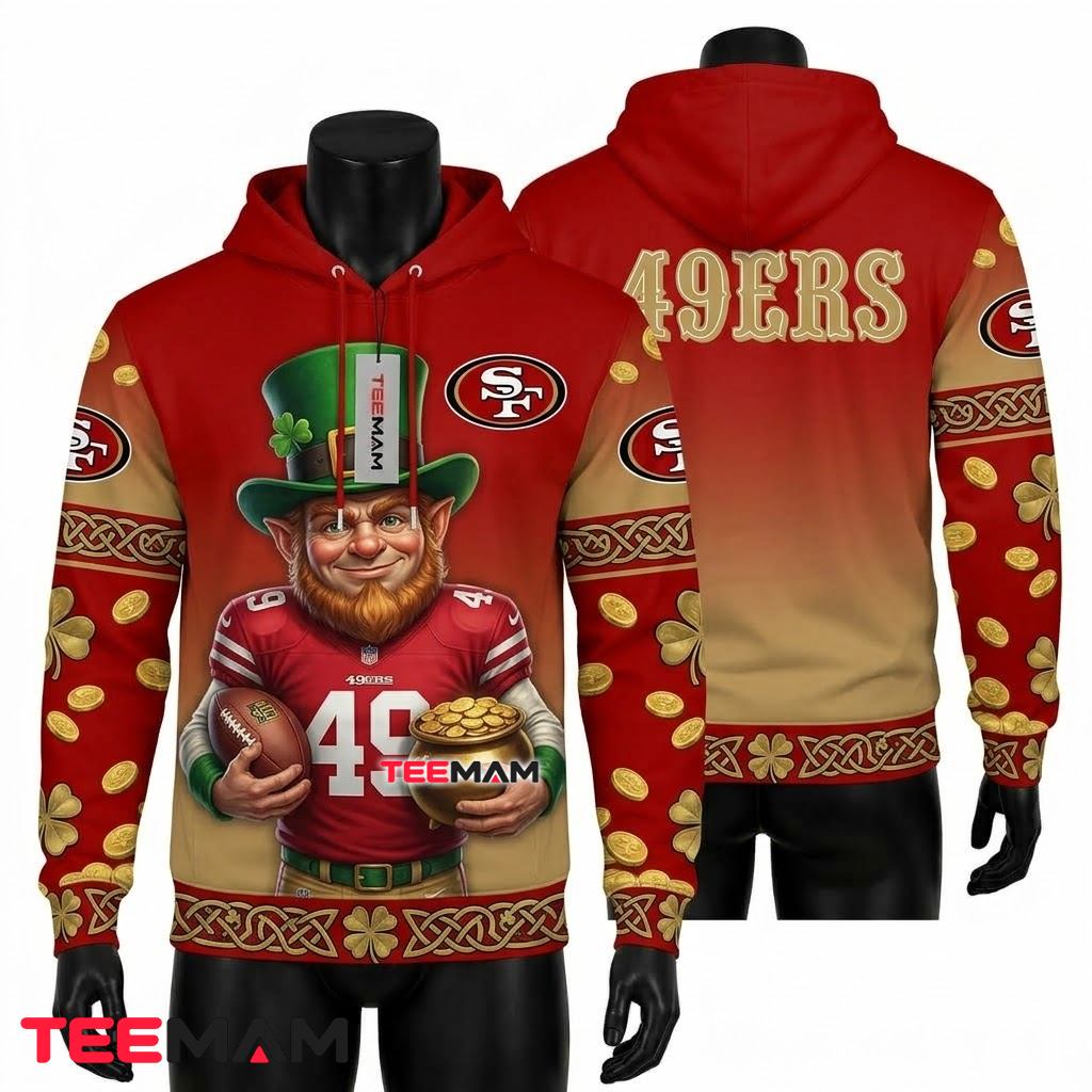 San Francisco 49ers 3D Hoodie Leprechaun Saint Patricks Day